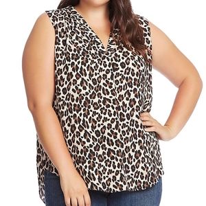 Vince Camuto Sleeveless V-Neck Leopard Print Top